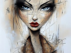 Canvas Vászonkép Modern Portré Nő Vázlat Modern Art 100x75