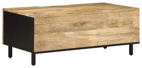 fekete tömör nyers mangófa dohányzóasztal 100 x 54 x 40 cm