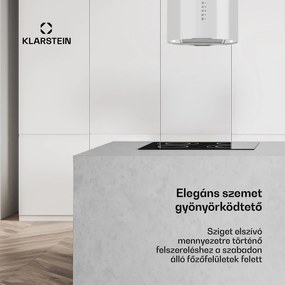Klarstein Beretta, sziget páraelszívó, Ø 35 cm, légkeringetés, 650 m³/ó, LED, fehér