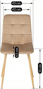 Szék bézs színben, bársony kárpittal FREDY