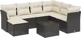 vidaXL 8 részes fekete polyrattan kerti ülőgarnitúra párnákkal