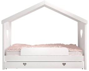 Fehér házikó alakú borovi fenyő gyerekágy kihúzható pótággyal, tárolóhellyel 90x200 cm AMORI – Vipack