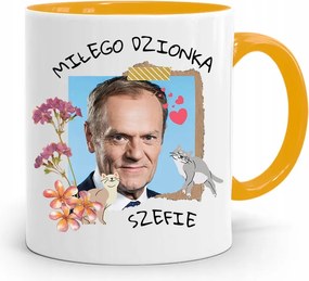Donald Tusk Sárga Bögre Platform Ajándék fényképes nyomtatással