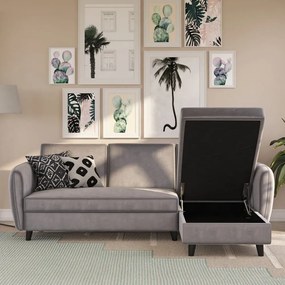 Szürke bársony kinyitható sarokkanapé Perry – Støraa