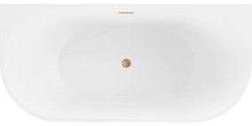 Mexen Oval, szabadon álló fali kád 180 x 80 cm, fehér-fekete, réz túlfolyó, 52671808075-65