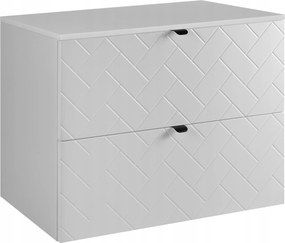 Fürdőszobai Falra Szerelhető Mosdószekrény 80 cm Fehér Klepka Mdf Halszálka Mintás Lap