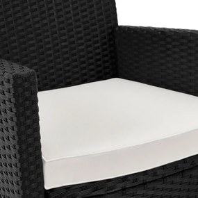 Casaria® Kerti rattan garnitúra Berlin 1+8 - fekete/fa