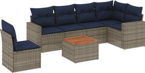 vidaXL 7 részes szürke polyrattan kerti ülőgarnitúra párnákkal