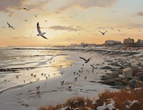 Poszter 65x50cm Alkonyat a tengerparton