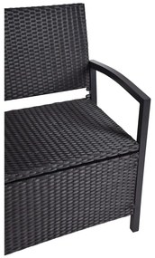 Fekete műrattan kerti pad Ferrara – Garden Pleasure