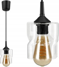 Led E27 Szögletes Átlátszó Üveg Függőlámpa Mennyezeti Lámpa Csillár