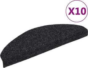 vidaXL 10 db öntapadós lépcsőszőnyeg 65 x 21 x 4 cm fekete, nagy félkör alakú