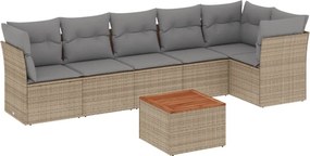 vidaXL 7 részes bézs polyrattan kerti ülőgarnitúra párnákkal