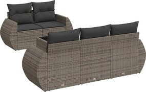 vidaXL 6 részes szürke polyrattan kerti ülőgarnitúra párnákkal