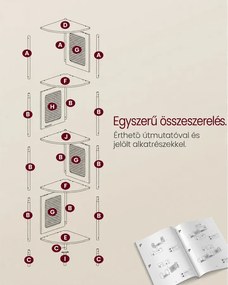 5 szintes sarokpolc, könyvespolc polirattan oldalakkal, 156x32x32 cm, tölgy bézs