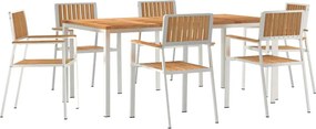 vidaXL Kültéri étkező szett 7 pcs Barna Tömör Teakfa