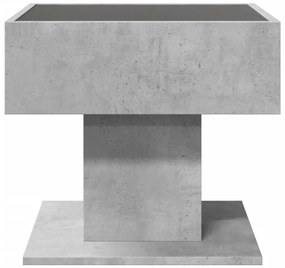 betonszürke szerelt fa dohányzóasztal LED-del 50 x 50 x 45 cm