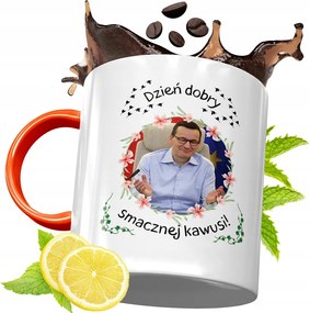 Narancssárga Bögre Mateusz Morawiecki Ajándék fényképes nyomtatással