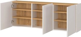 Krémszínű függő szekrény tölgyfa dekorral 138x52x25 cm Libbiano – Germania