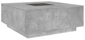 betonszürke végtelen hatású LED-es dohányzóasztal 100x100x40 cm