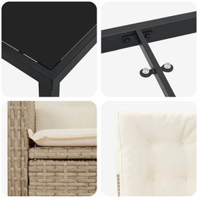 Kert étkező szett 5 pcs Bézs polirattan