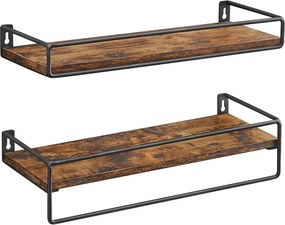 2 darabos fali polc szett, rusztikus barna 40x15x5/9cm