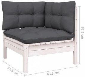 7 darabos fehér tömör fenyőfa kerti ülőgarnitúra párnákkal