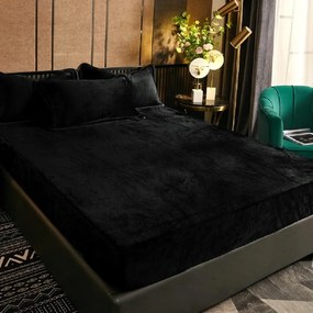 Mikroszálas gumis lepedő 140x200 cm Fekete Bársonyos Téli Meleg