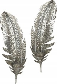 Felakasztható Gyertyatartó Levél 2 db-os nagy hosszú lógó ezüst nappaliba