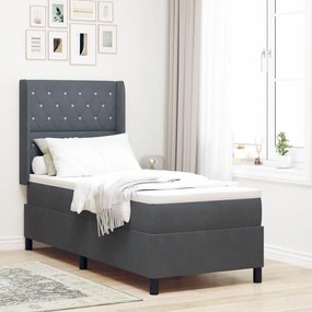 Boxspring Ágy Matraccal Sötétszürke 80x200 cm Bársonyos