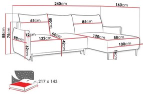 Sarokkanapé Welenora L (sötétszürke) (tárolóhellyel). 1105329