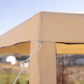 Kerti pavilon sátor, 3,9x2,5x3,9m, bézs/fekete, RINGE TYP 2+6 oldal