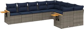 vidaXL 9 részes szürke polyrattan kerti ülőgarnitúra párnával