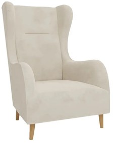Krémszínű bársony füles fotel Carole – Ropez