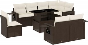 vidaXL 9 részes barna polyrattan kerti ülőgarnitúra párnákkal