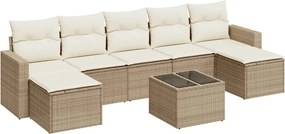 vidaXL 8 részes bézs polyrattan kerti ülőgarnitúra párnával