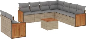 vidaXL 10 részes bézs polyrattan kerti ülőgarnitúra párnával