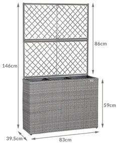 Casaria® Virágcserép dobozzal és ráccsal - szürke