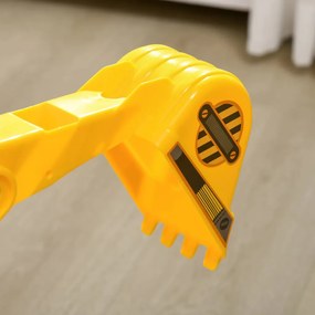 HOMCOM Ride-on kotrógép kanállal és kürttel, gyermek kotrógép tárolóval az ülés alatt, sárga