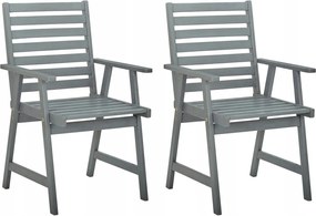 Szürke Székek Kerti Szék Tömör Akácfa 2 Db