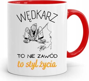 Piros Horgász Bögre Életmód Ajándék fényképes nyomtatással