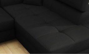 Fekete kinyitható-tárolóhelyes sarokkanapé (jobb oldali-L alakú) Anton – ELTAP