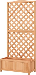 Outsunny Magasított Kertágy Trellisszel, Kültéri Ültető a Fennsíkoló Növényekhez Fenyőfából, Virágok és Zöldségek Számára, Kerthez és Erkélyhez, 76x36