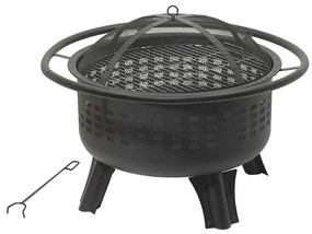 Hordozható fa tűzrakóhely rostéllyal fekete