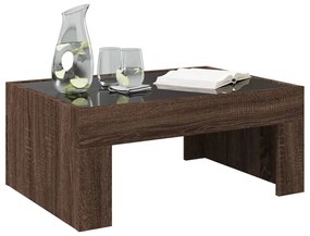 Barna tölgy végtelen hatású LED-es dohányzóasztal 70x50x30 cm