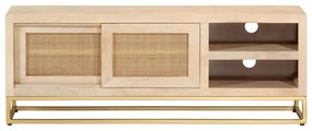 tömör mangófa és vas TV-szekrény 110 x 30 x 40 cm