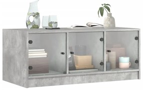 Betonszürke dohányzóasztal üvegajtókkal 102 x 50 x 42 cm