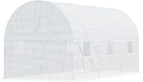 Outsunny 445x200x200 cm fólia üvegház, paradicsomház ajtóval, ablakkal, horganyzott acélból készült film alagúttal, növényalagút, üvegház földhorgokka