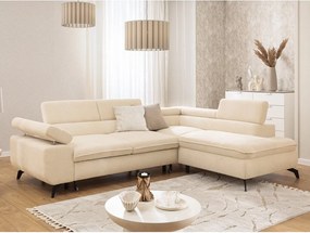 Krémszínű zsenília sarokkanapé (jobb oldali-L alakú) Marbeya – Ropez