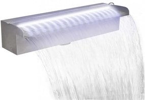 Négyszögletes rozsdamentes acél medence szökőkút LED fényekkel 45 cm